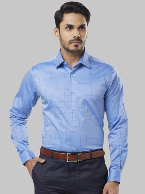 

Raymond Men Blue Regular Fit Checked Formal Shirt