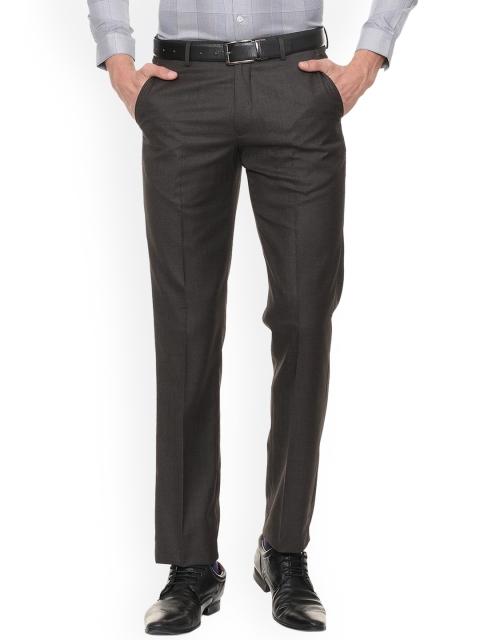 

Louis Philippe Men Grey Regular Fit Self Design Formal Trousers