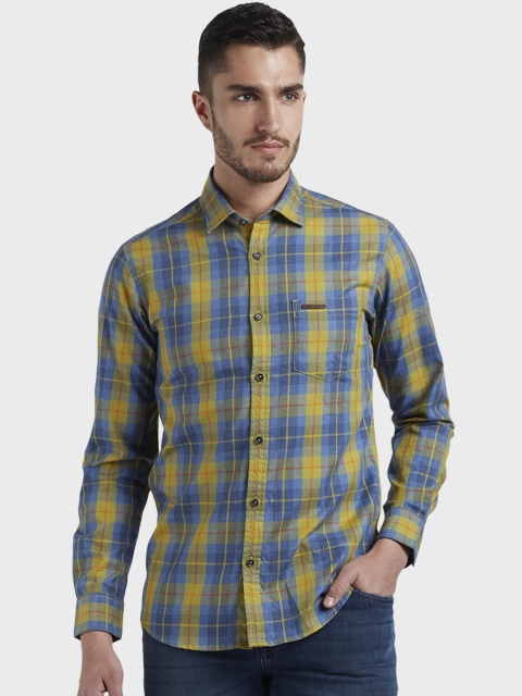 

ColorPlus Men Green & Blue Regular Fit Checked Casual Shirt