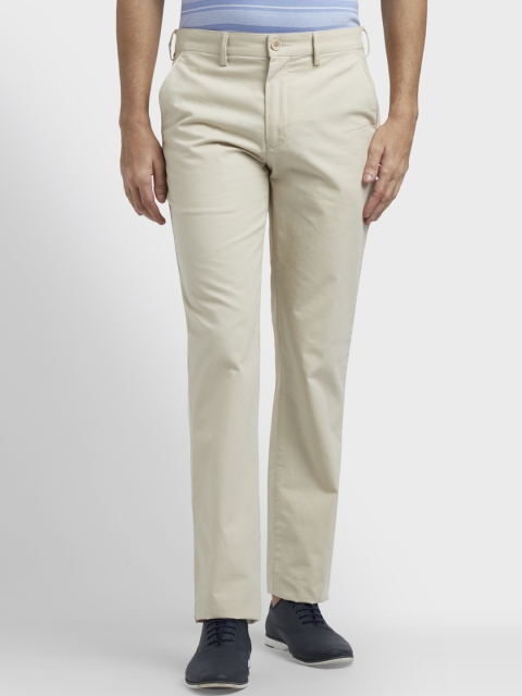

ColorPlus Men Beige Slim Fit Self Design Regular Trousers