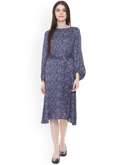 

Van Heusen Woman Blue Printed Fit and Flare Dress