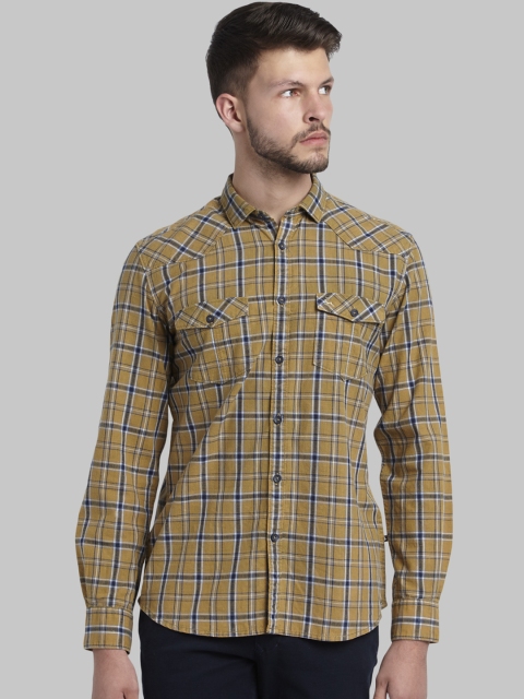 

Parx Men Brown & Blue Slim Fit Checked Casual Shirt