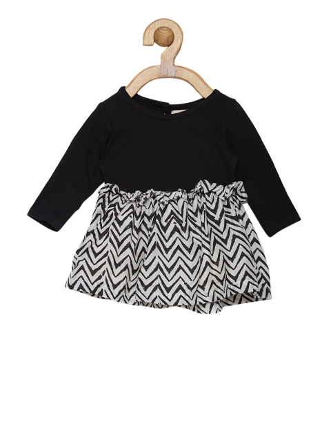 

Fairies Forever Girls White & Black Printed Fit and Flare Dress