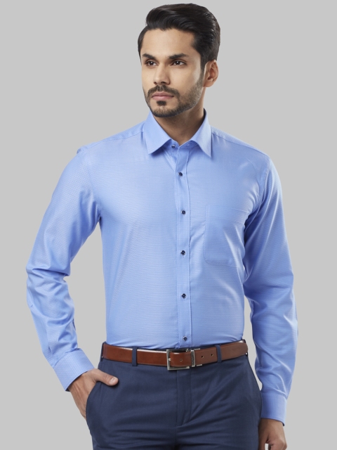 

Raymond Men Blue Regular Fit Self Design Formal Shirt