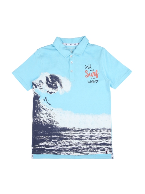 

POPPERS by Pantaloons Boys Blue Printed Polo Collar T-shirt