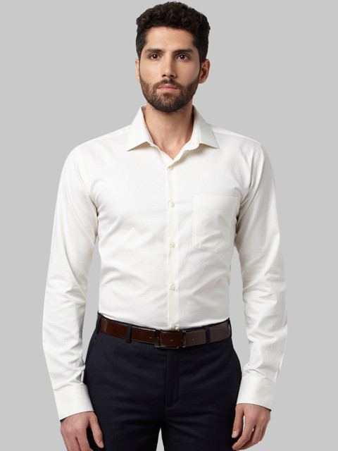 

Park Avenue Men Cream-Coloured Slim Fit Solid Formal Shirt