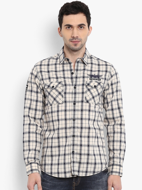 

Mufti Men Off-White Slim Fit Checked Casual Shirt