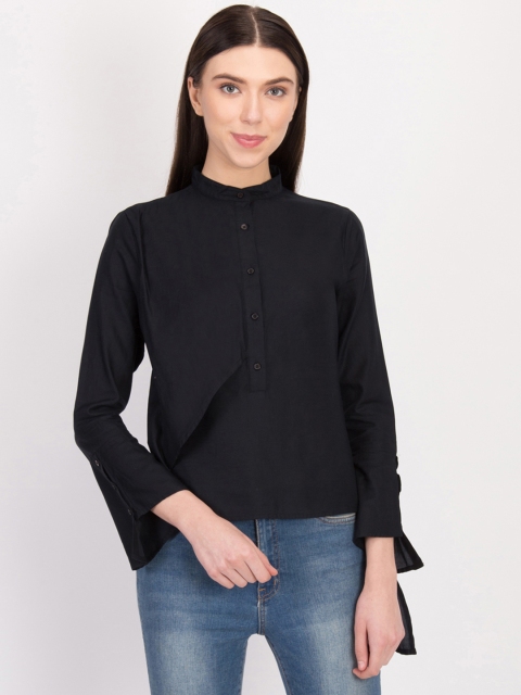 

LA LOFT Women Black Regular Fit Solid Casual Shirt