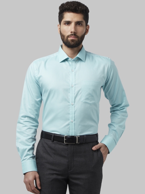 Park Avenue Men Turquoise Blue Slim Fit Self Design Formal Shirt