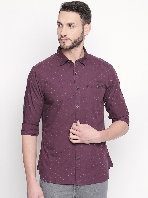 

BYFORD by Pantaloons Men Purple Slim Fit Printed Casual Shirt