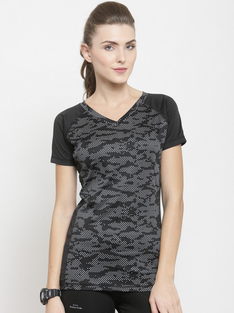 

Boston Club Women Black Printed V-Neck T-shirt