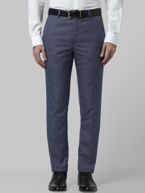 

Park Avenue Men Blue Slim Fit Self Design Formal Trousers