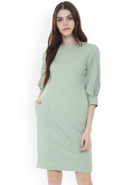 

Van Heusen Woman Green Solid A-Line Dress