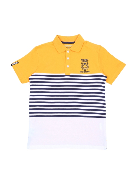 

POPPERS by Pantaloons Boys Yellow Striped Polo Collar T-shirt