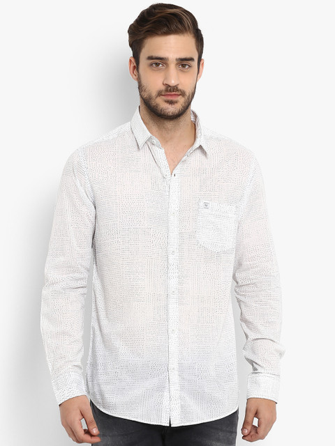 

Mufti Men White Slim Fit Printed Casual Shirt