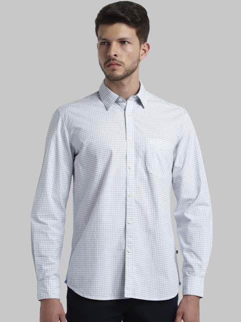 

Parx Men White & Blue Slim Fit Checked Casual Shirt