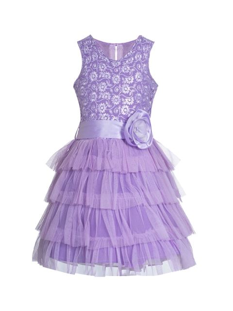 

naughty ninos Girls Purple Printed Fit and Flare Dress