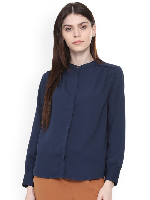 

Van Heusen Woman Navy Blue Regular Fit Solid Casual Shirt