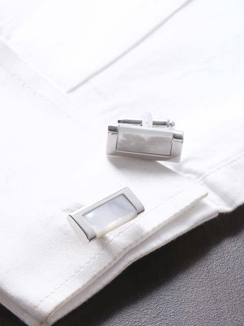 

Tistabene Silver-Toned Geometric Cufflinks