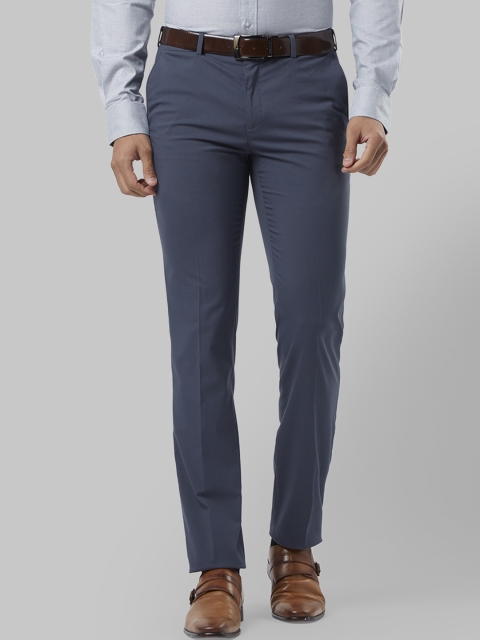 

Raymond Men Blue Slim Fit Solid Formal Trousers