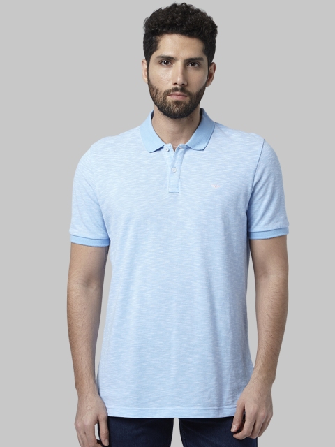 

Park Avenue Men Blue Solid Polo Collar T-shirt