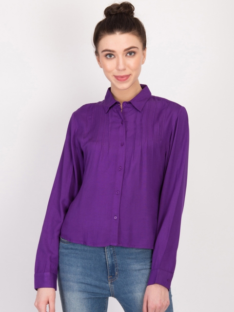 

LA LOFT Women Purple Regular Fit Solid Casual Shirt
