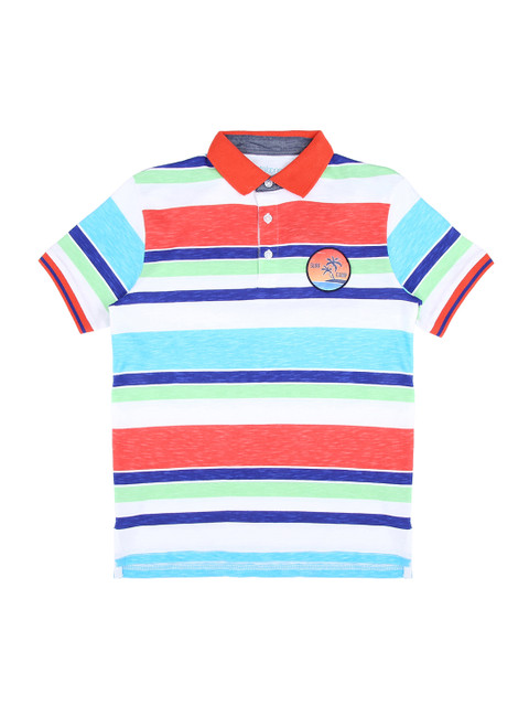 

POPPERS by Pantaloons Boys Multicoloured Striped Polo Collar T-shirt, Multi