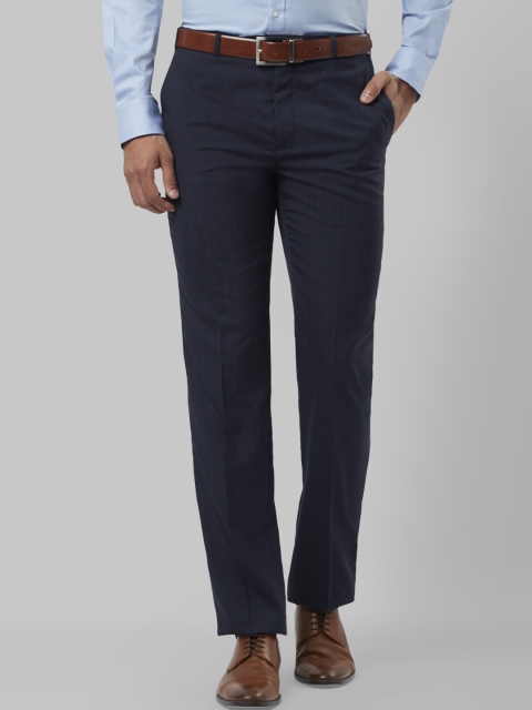 

Raymond Men Navy Blue Regular Fit Self Design Formal Trousers