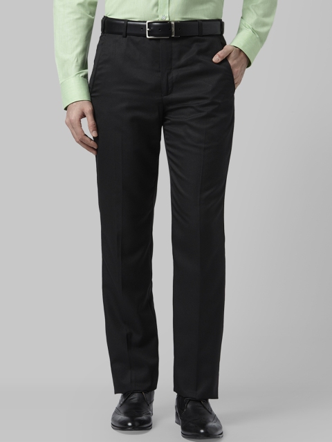 

Park Avenue Men Black Regular Fit Self Design Formal Trousers