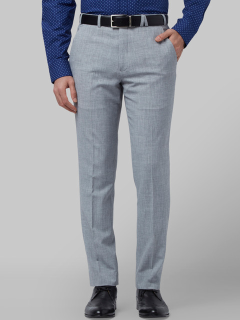 

Park Avenue Men Grey Regular Fit Self Design Formal Trousers