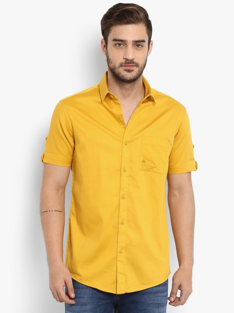 

Mufti Men Mustard Yellow Slim Fit Solid Casual Shirt