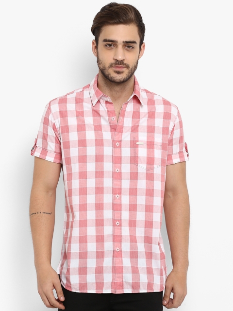 

Mufti Men Pink & White Slim Fit Checked Casual Shirt
