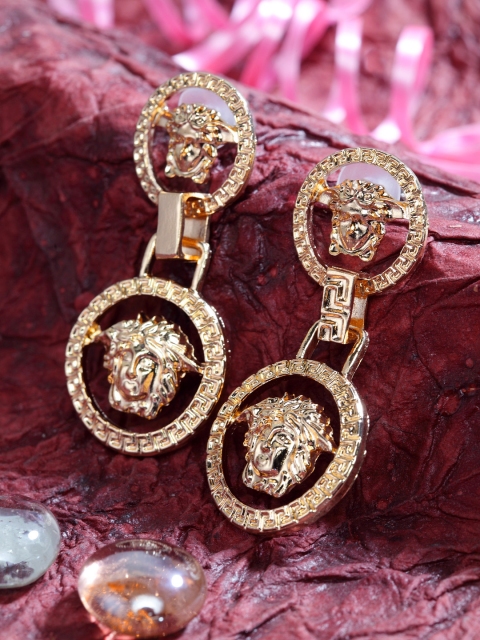 

SASSAFRAS Gold-Plated Circular Drop Earrings