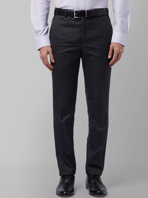 

Park Avenue Men Charcoal Grey Regular Fit Self Design Formal Trousers