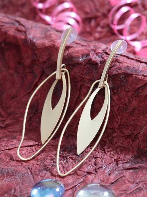 

SASSAFRAS Gold-Plated Contemporary Drop Earrings