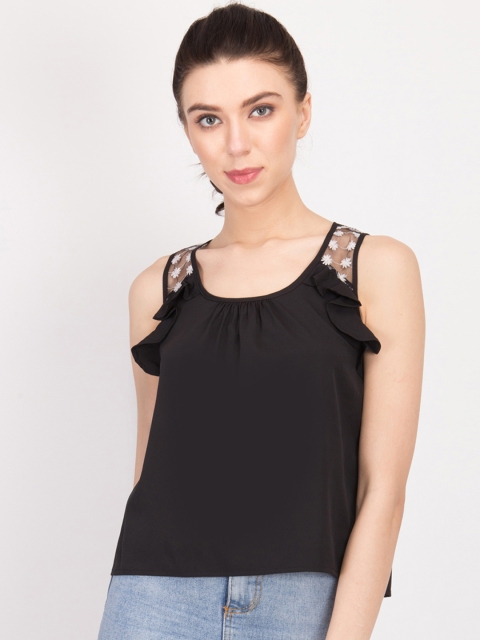 

LA LOFT Women Black Printed A-Line Top