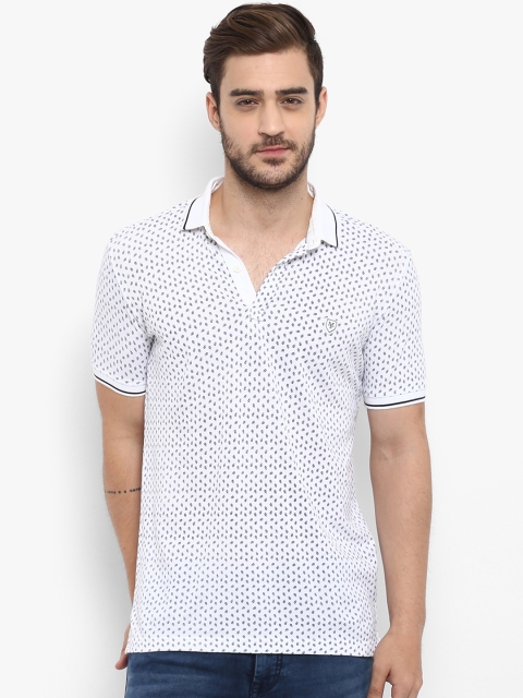 

Mufti Men White Printed Polo Collar T-shirt