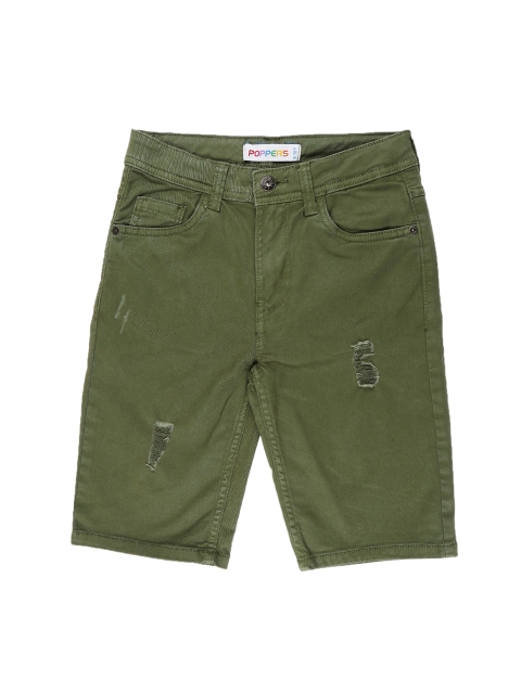

POPPERS by Pantaloons Boys Olive Green Solid Regular Fit Regular Shorts