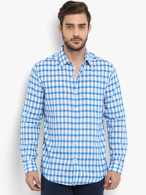 

Mufti Men White & Blue Slim Fit Checked Casual Shirt