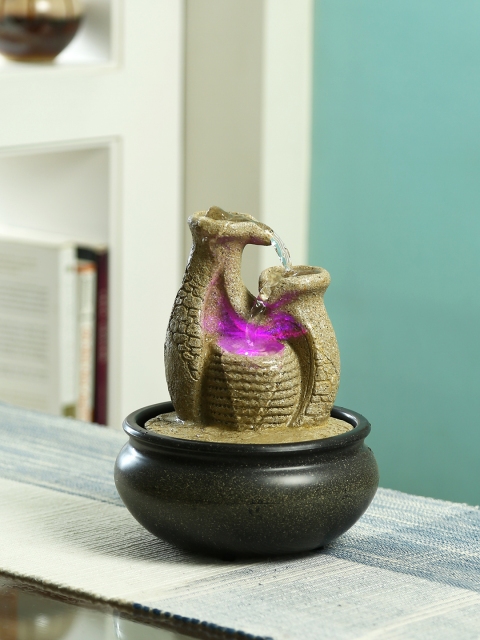 

Aapno Rajasthan Beige Hand Sculpted Pottery Design Indoor Water Fountain with Light