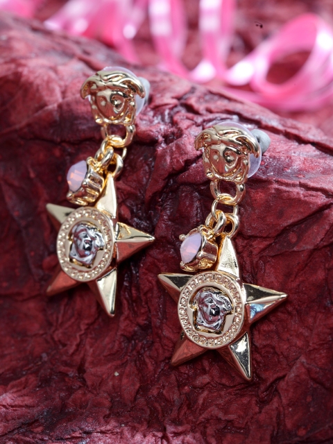 

SASSAFRAS Gold-Plated Star Shaped Drop Earrings