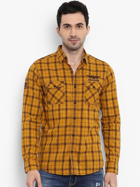 

Mufti Men Mustard Slim Fit Checked Casual Shirt