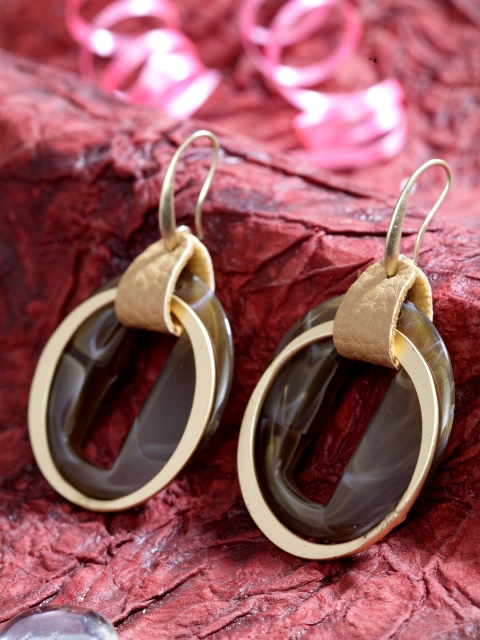 

SASSAFRAS Gold-Plated Circular Drop Earrings