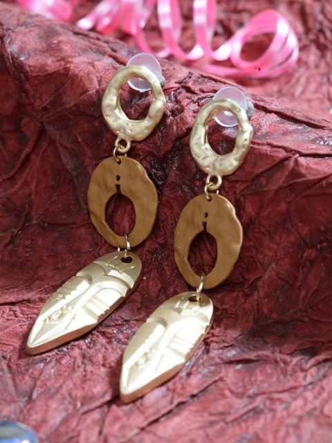 

SASSAFRAS Gold-Plated Contemporary Drop Earrings