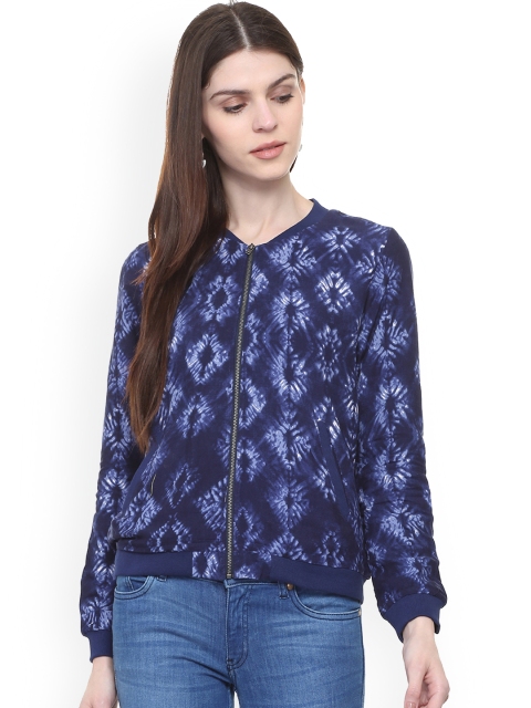 

People Women Blue Printed Bomber