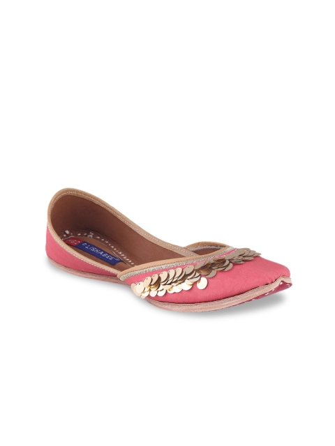 

MSC Women Pink Solid Leather Mojaris