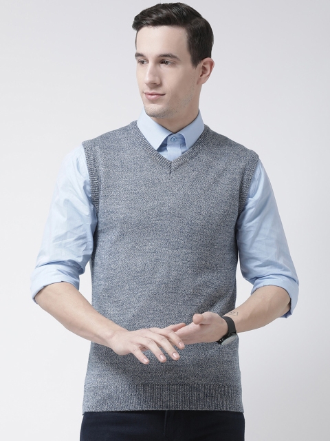 

Club York Men Blue Self Design Sweater Vest
