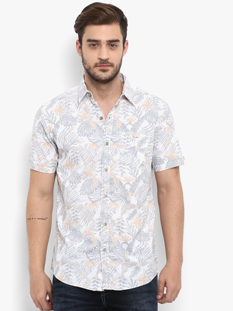 

Mufti Men Off-White & Grey Slim Fit Printed Casual Shirt