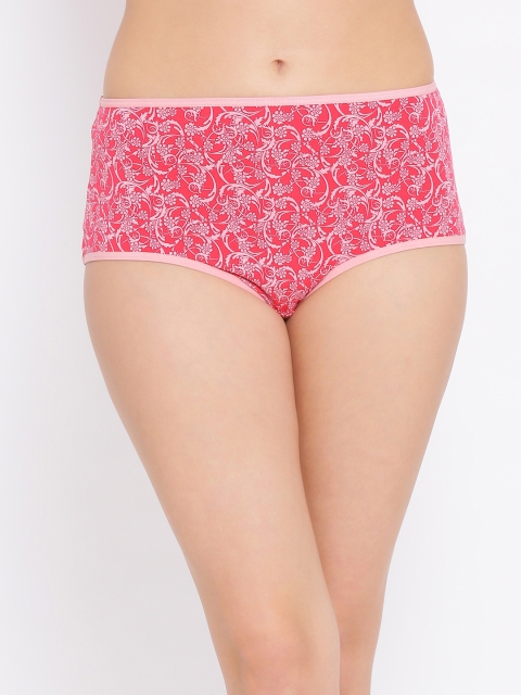 

Clovia Women Pink & Red Self Design Hipster Briefs PN2919P14XL