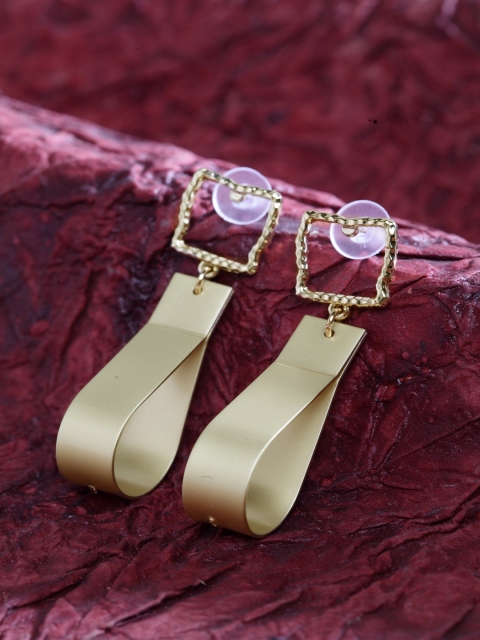 

SASSAFRAS Gold-Plated Contemporary Drop Earrings